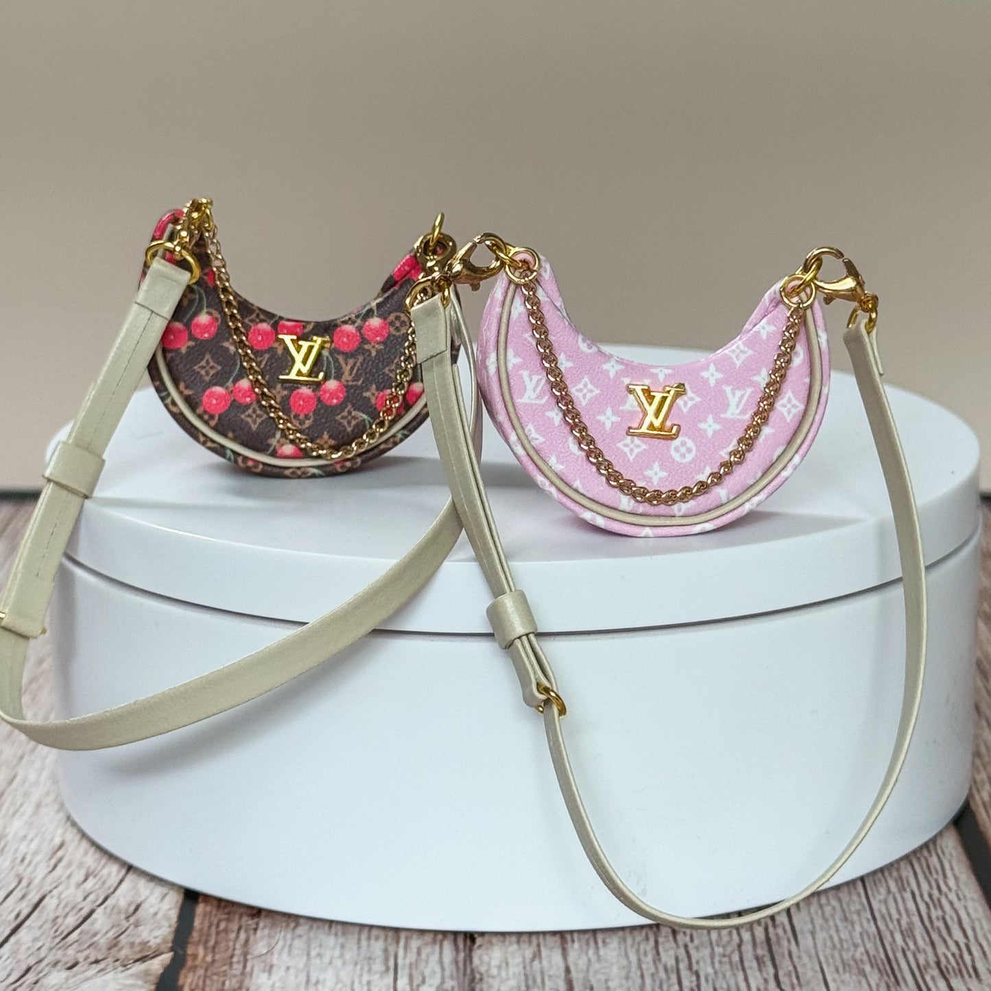 Miniature Monogram Half-Moon Bag (LV Inspired)