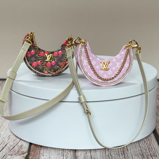 Miniature Monogram Half-Moon Bag (LV Inspired)