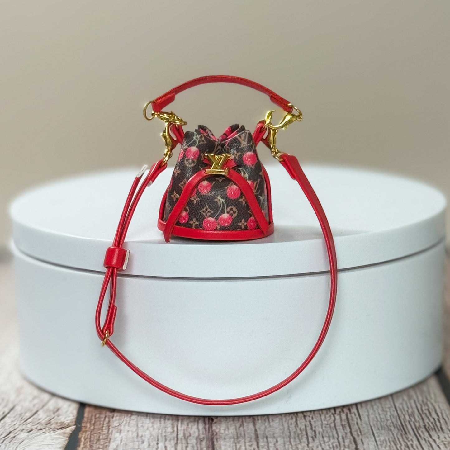 Miniature Cherry Bucket Bag (LV Inspired)