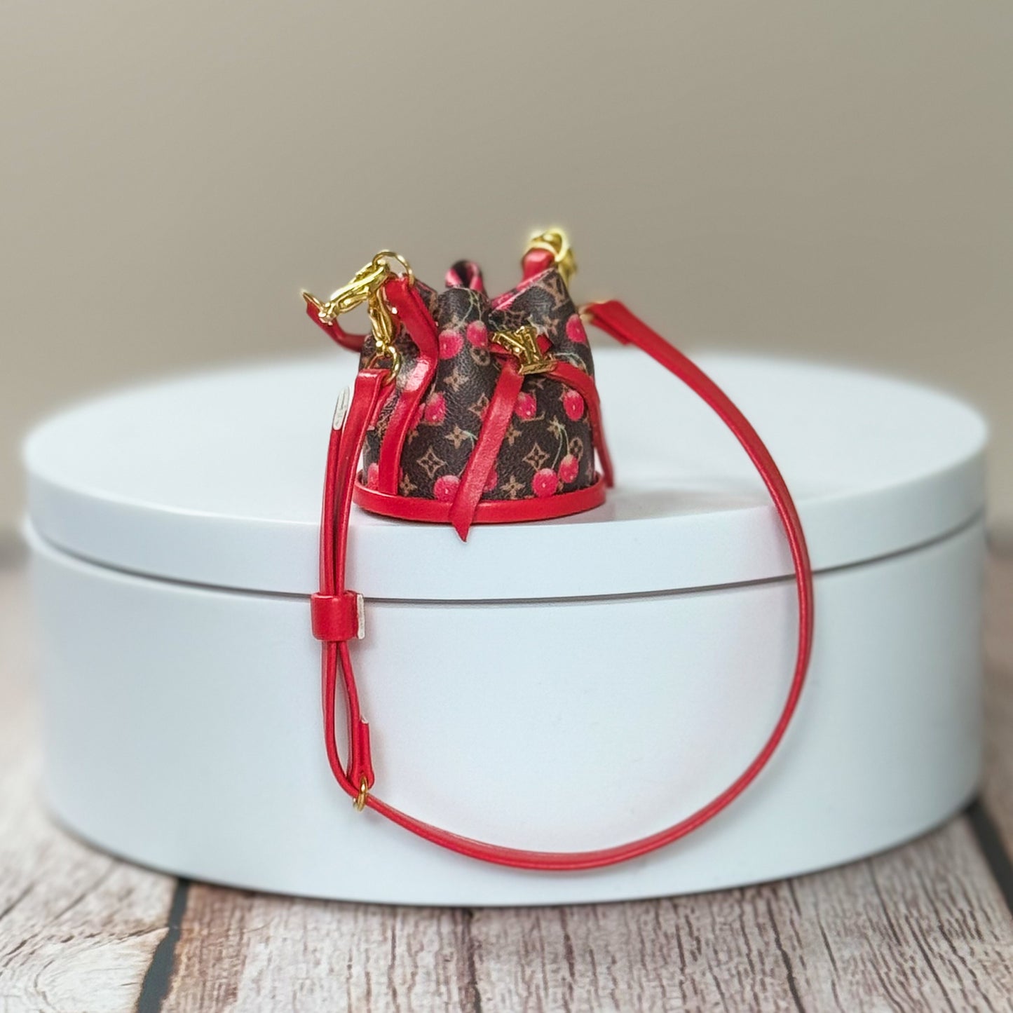 Miniature Cherry Bucket Bag (LV Inspired)