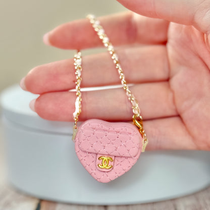 Miniature Heart Quilted Chain Crossbody Bag (Chanel Inspired)